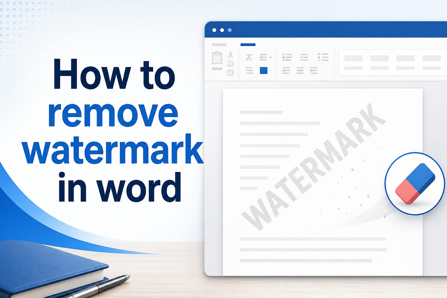 Microsoft Word document with a faint watermark being removed